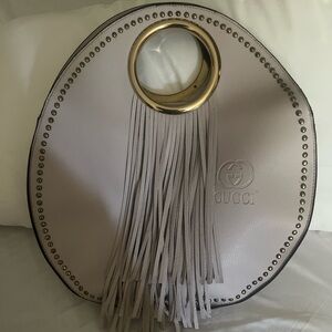 Gucci Beige Leather Fringe Shoulder Bag